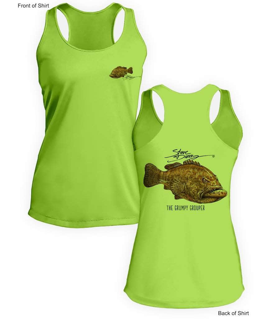 Grumpy Grouper - Ladies Racerback Tank-100% Polyester